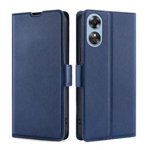 For OPPO A17 Ultra-thin Voltage Side Buckle Horizontal Flip Leather Phone Case(Blue)