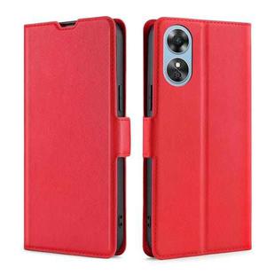 For OPPO A17 Ultra-thin Voltage Side Buckle Horizontal Flip Leather Phone Case(Red)