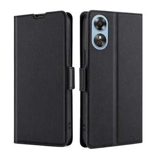 For OPPO A17 Ultra-thin Voltage Side Buckle Horizontal Flip Leather Phone Case(Black)