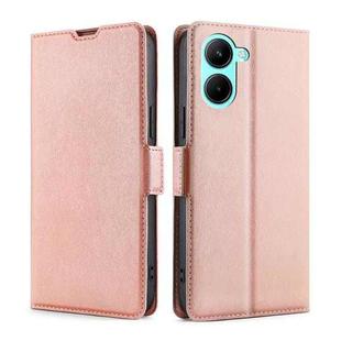 For Realme C33 4G Ultra-thin Voltage Side Buckle Horizontal Flip Leather Phone Case(Rose Gold)