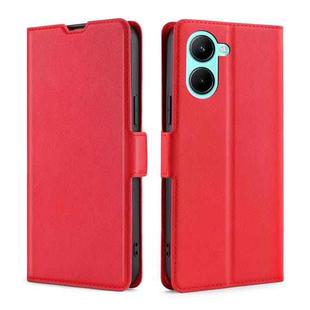 For Realme C33 4G Ultra-thin Voltage Side Buckle Horizontal Flip Leather Phone Case(Red)