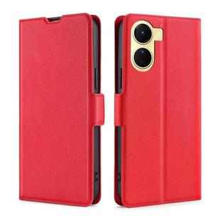 For vivo Y16 4G/Y02s 4G Ultra-thin Voltage Side Buckle Horizontal Flip Leather Phone Case(Red)
