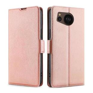 For Sharp Aquos sense7 Plus Ultra-thin Voltage Side Buckle Horizontal Flip Leather Phone Case(Rose Gold)