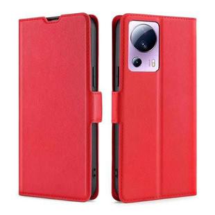 For Xiaomi Civi 2 5G Ultra-thin Voltage Side Buckle Horizontal Flip Leather Phone Case(Red)