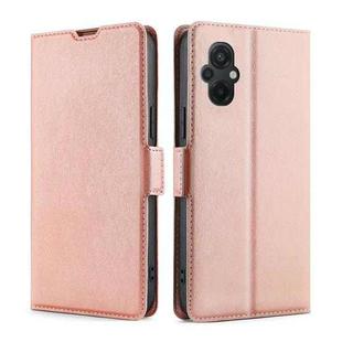 For Xiaomi Poco M5 4G Ultra-thin Voltage Side Buckle Horizontal Flip Leather Phone Case(Rose Gold)