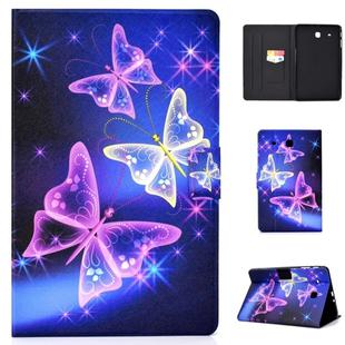 Electric Horizontal TPU Painted Flat Feather Case with Pen Cover & Card Slot & Holder(Starry Sky Butterfly)