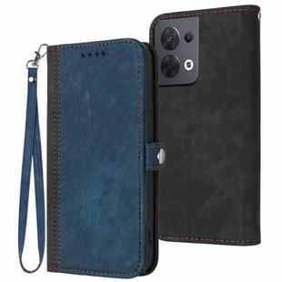 For OPPO Reno8 5G Side Buckle Double Fold Hand Strap Leather Phone Case(Royal Blue)