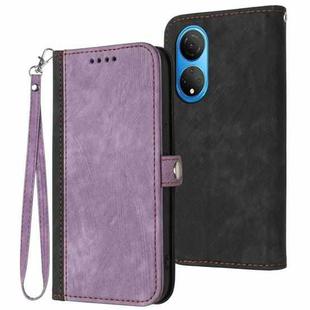 For Honor X7 Side Buckle Double Fold Hand Strap Leather Phone Case(Purple)