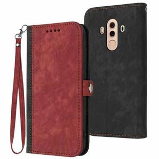 For Huawei Mate 10 Pro Side Buckle Double Fold Hand Strap Leather Phone Case(Red)