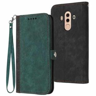 For Huawei Mate 10 Pro Side Buckle Double Fold Hand Strap Leather Phone Case(Dark Green)