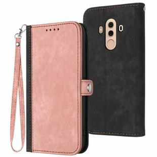 For Huawei Mate 10 Pro Side Buckle Double Fold Hand Strap Leather Phone Case(Pink)