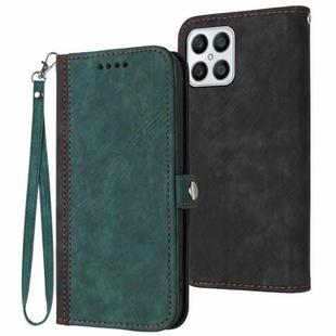 For Honor X30i Side Buckle Double Fold Hand Strap Leather Phone Case(Dark Green)