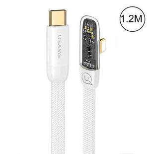 USAMS US-SJ583 PD 20W Iceflake Series Type-C to 8 Pin Right Angle Transparent Fast Charge Data Cable, Cable Length:1.2m(White)