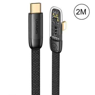 USAMS US-SJ586 PD 20W Iceflake Series Type-C to 8 Pin Right Angle Transparent Fast Charge Data Cable, Cable Length:2m(Black)