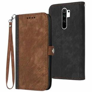 For Xiaomi Redmi 9 Side Buckle Double Fold Hand Strap Leather Phone Case(Brown)