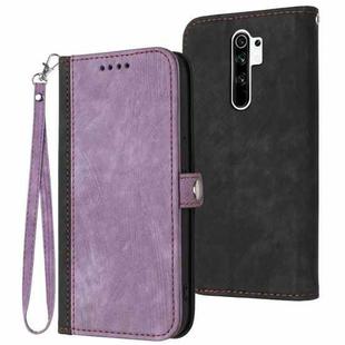 For Xiaomi Redmi 9 Side Buckle Double Fold Hand Strap Leather Phone Case(Purple)