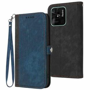 For Xiaomi Redmi 10C Side Buckle Double Fold Hand Strap Leather Phone Case(Royal Blue)