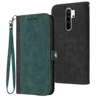 For Xiaomi Redmi Note 8 Pro Side Buckle Double Fold Hand Strap Leather Phone Case(Dark Green)