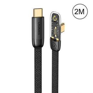 USAMS US-SJ587 PD 100W Iceflake Series Type-C to Type-C Right Angle Transparent Fast Charge Data Cable, Cable Length:2m(Black)