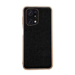 For OPPO Find X5 Pro Genuine Leather Luolai Series Nano Plating Phone Case(Black)