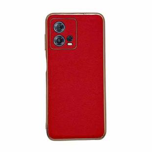 For Motorola Moto S30 Pro Genuine Leather Luolai Series Nano Plating Phone Case(Red)