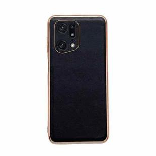 For OPPO Find X5 Pro Genuine Leather Xiaoya Series Nano Plating Phone Case(Black)