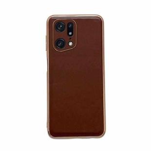 For OPPO Find X5 Pro Genuine Leather Xiaoya Series Nano Plating Phone Case(Coffee)