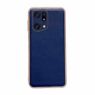 For OPPO Find X5 Pro Genuine Leather Xiaoya Series Nano Plating Phone Case(Blue)
