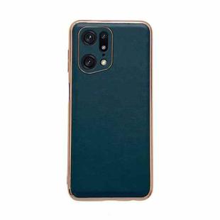 For OPPO Find X5 Genuine Leather Xiaoya Series Nano Plating Phone Case(Dark Green)