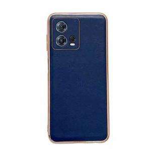 For Motorola Moto S30 Pro Genuine Leather Xiaoya Series Nano Plating Phone Case(Blue)