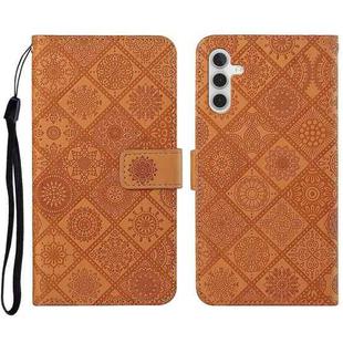 For Samsung Galaxy A14 5G Ethnic Style Embossed Pattern Leather Phone Case(Brown)