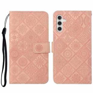 For Samsung Galaxy A14 5G Ethnic Style Embossed Pattern Leather Phone Case(Pink)