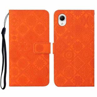 For Samsung Galaxy A23e Ethnic Style Embossed Pattern Leather Phone Case(Orange)