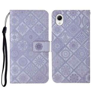 For Samsung Galaxy A23e Ethnic Style Embossed Pattern Leather Phone Case(Purple)