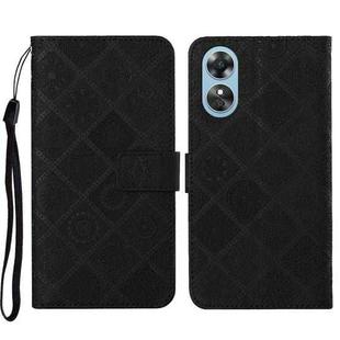 For OPPO A17 Ethnic Style Embossed Pattern Leather Phone Case(Black)