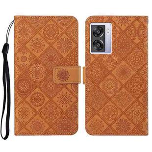 For OPPO A57 2022 Ethnic Style Embossed Pattern Leather Phone Case(Brown)