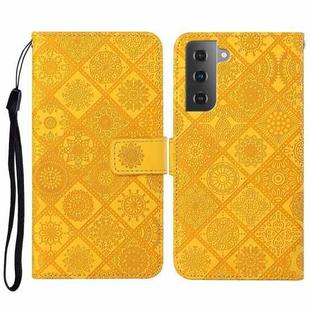For Samsung Galaxy S23 5G Ethnic Style Embossed Pattern Leather Phone Case(Yellow)