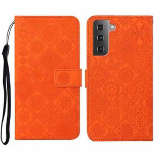 For Samsung Galaxy S23 5G Ethnic Style Embossed Pattern Leather Phone Case(Orange)