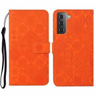 For Samsung Galaxy S23+ 5G Ethnic Style Embossed Pattern Leather Phone Case(Orange)