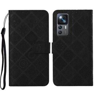 For Xiaomi 12T / 12T Pro / Redmi K50 Ultra Ethnic Style Embossed Pattern Leather Phone Case(Black)