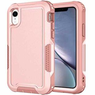 For iPhone XR 3 in 1 PC + TPU Shockproof Phone Case(Pink)