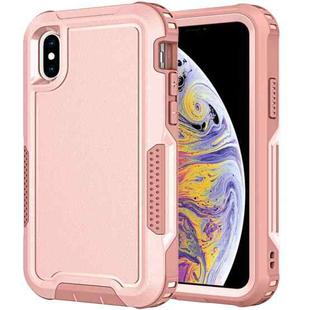 For iPhone XS Max 3 in 1 PC + TPU Shockproof Phone Case(Pink)