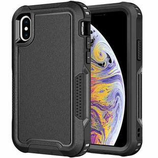 For iPhone XS Max 3 in 1 PC + TPU Shockproof Phone Case(Black)