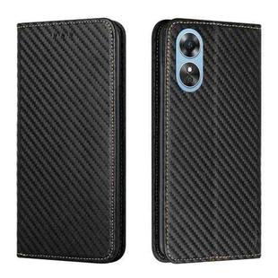 For OPPO A17 Carbon Fiber Texture Magnetic Flip Leather Phone Case(Black)