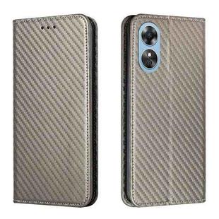 For OPPO A17 Carbon Fiber Texture Magnetic Flip Leather Phone Case(Grey)