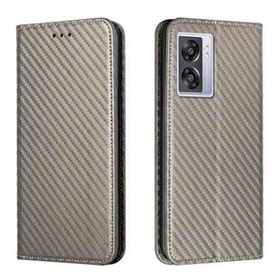 For OPPO A57 2022 Carbon Fiber Texture Magnetic Flip Leather Phone Case(Grey)