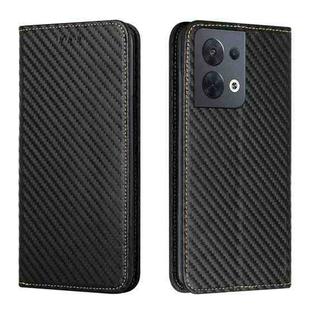 For OPPO Reno8 Carbon Fiber Texture Magnetic Flip Leather Phone Case(Black)