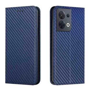 For OPPO Reno8 Carbon Fiber Texture Magnetic Flip Leather Phone Case(Blue)