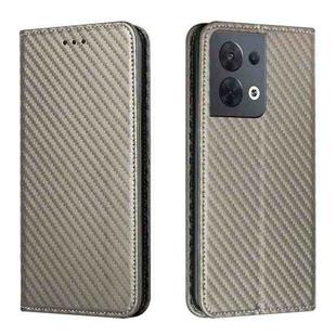 For OPPO Reno8 Carbon Fiber Texture Magnetic Flip Leather Phone Case(Grey)