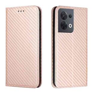 For OPPO Reno8 Carbon Fiber Texture Magnetic Flip Leather Phone Case(Rose Gold)